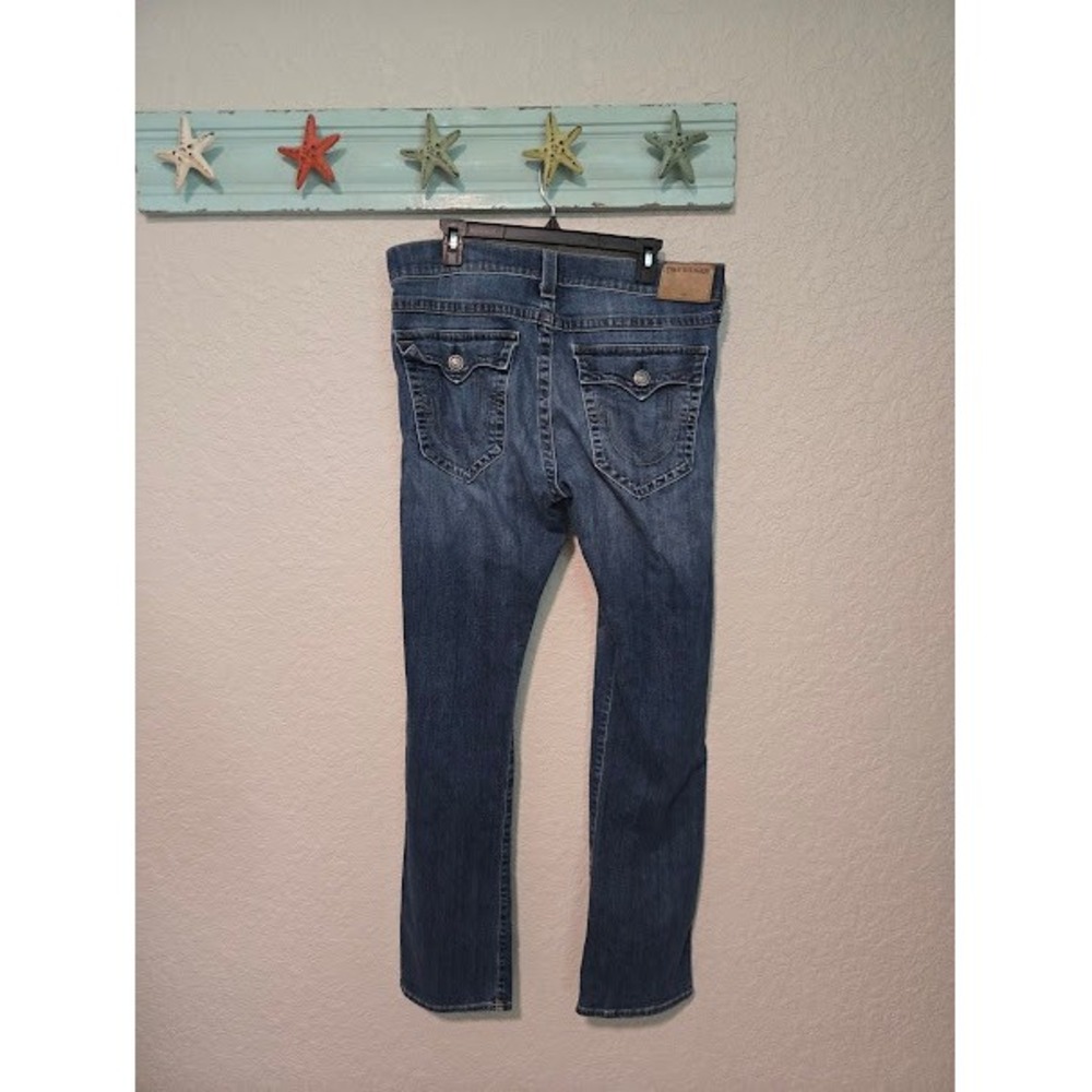 True Religion Ricky Relaxed Straight Jeans Blue Mens Size 36 - Picture 5 of 7